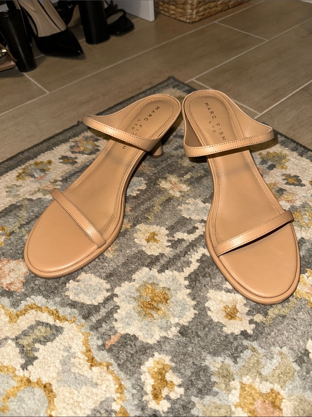 Marc Fisher Tan Strappy Low Heel Sandals